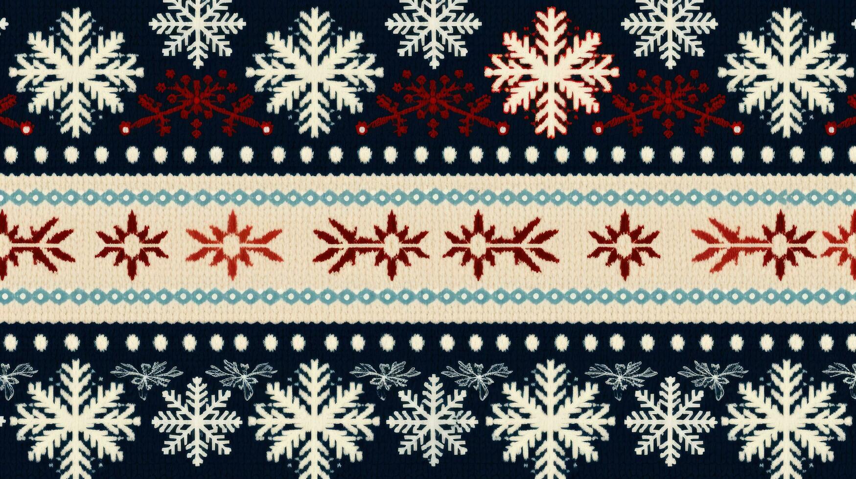 Festive sweater pattern background with snowflakes and ornaments photo