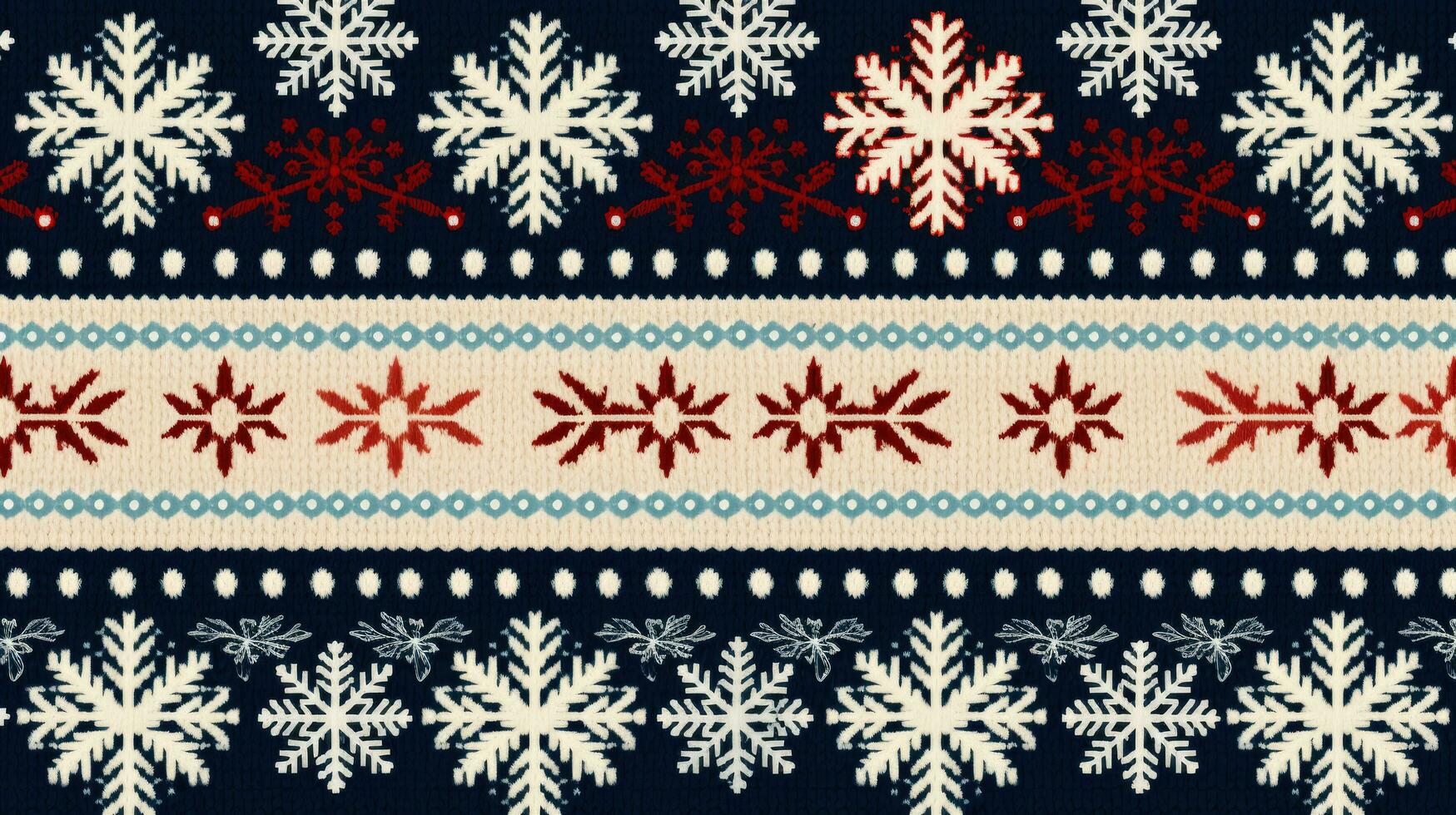 Festive sweater pattern background with snowflakes and ornaments photo