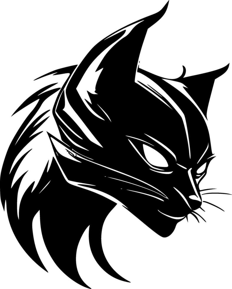 gato montés - negro y blanco aislado icono - vector ilustración