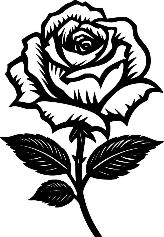 flor - negro y blanco aislado icono - vector ilustración