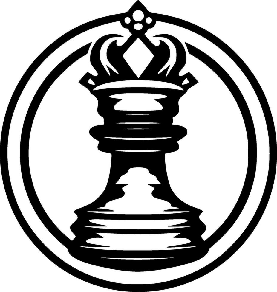 Chess - Black and White Isolated Icon - Vector illustration