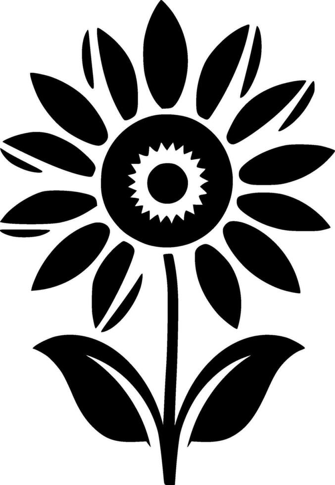 flor - negro y blanco aislado icono - vector ilustración