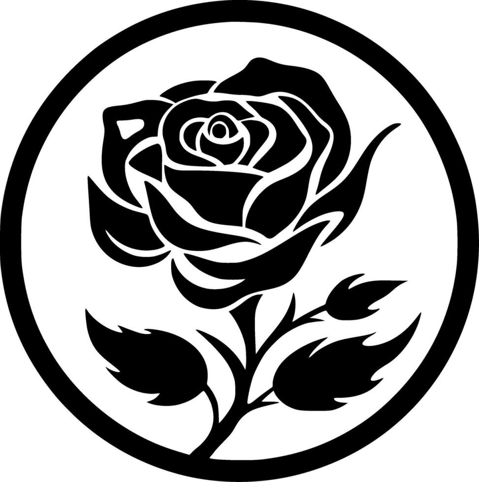 flor - negro y blanco aislado icono - vector ilustración