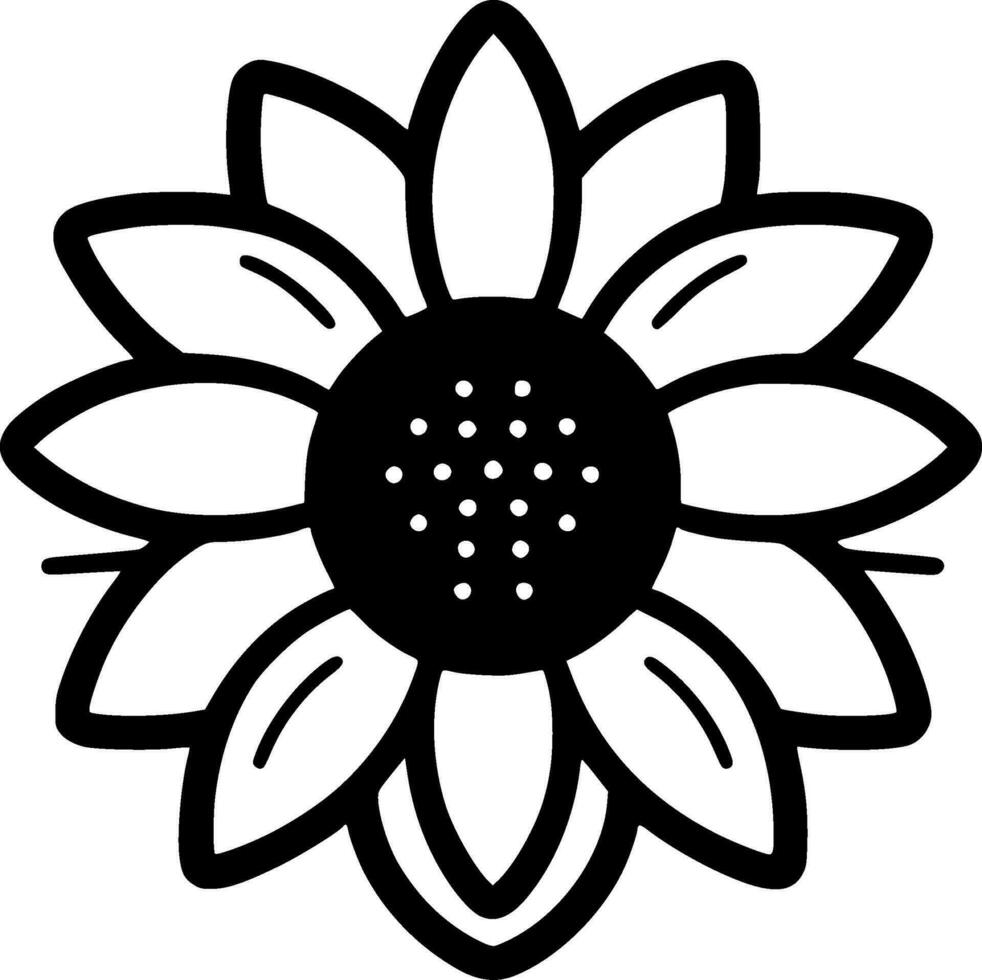 Flower, Black and White Vector illustration