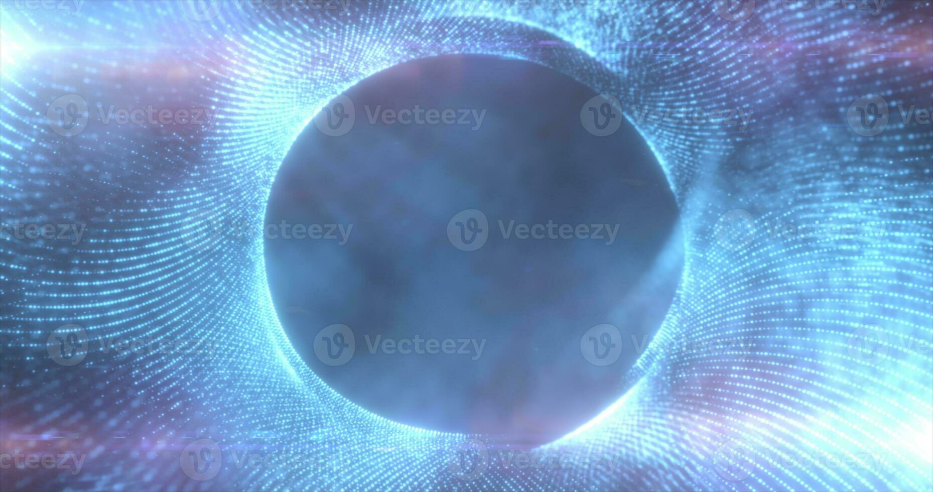 Round blue frame from energy magical glowing particles and light lines abstract background photo