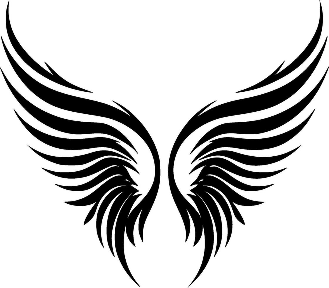 Angel Wings, Black and White Vector illustration