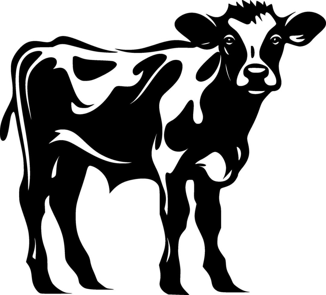 vaca - negro y blanco aislado icono - vector ilustración