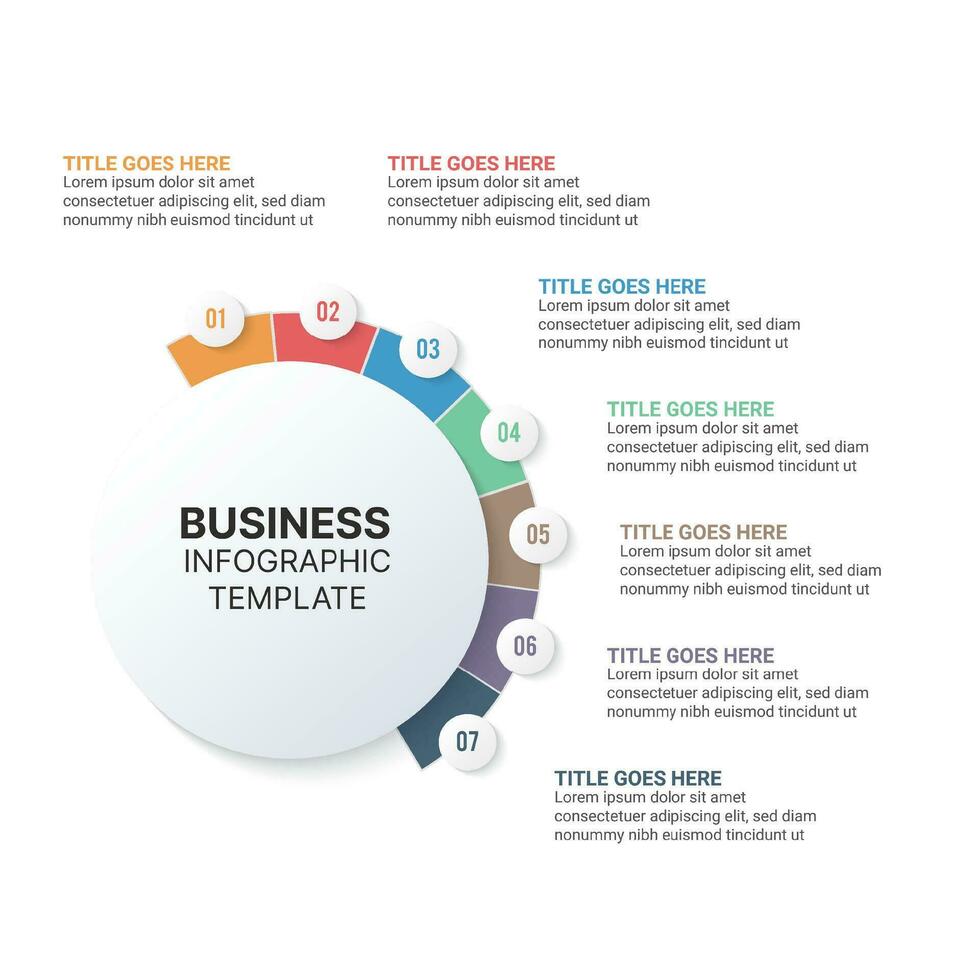 Siete 7 7 opciones circulo negocio infografía modelo diseño vector