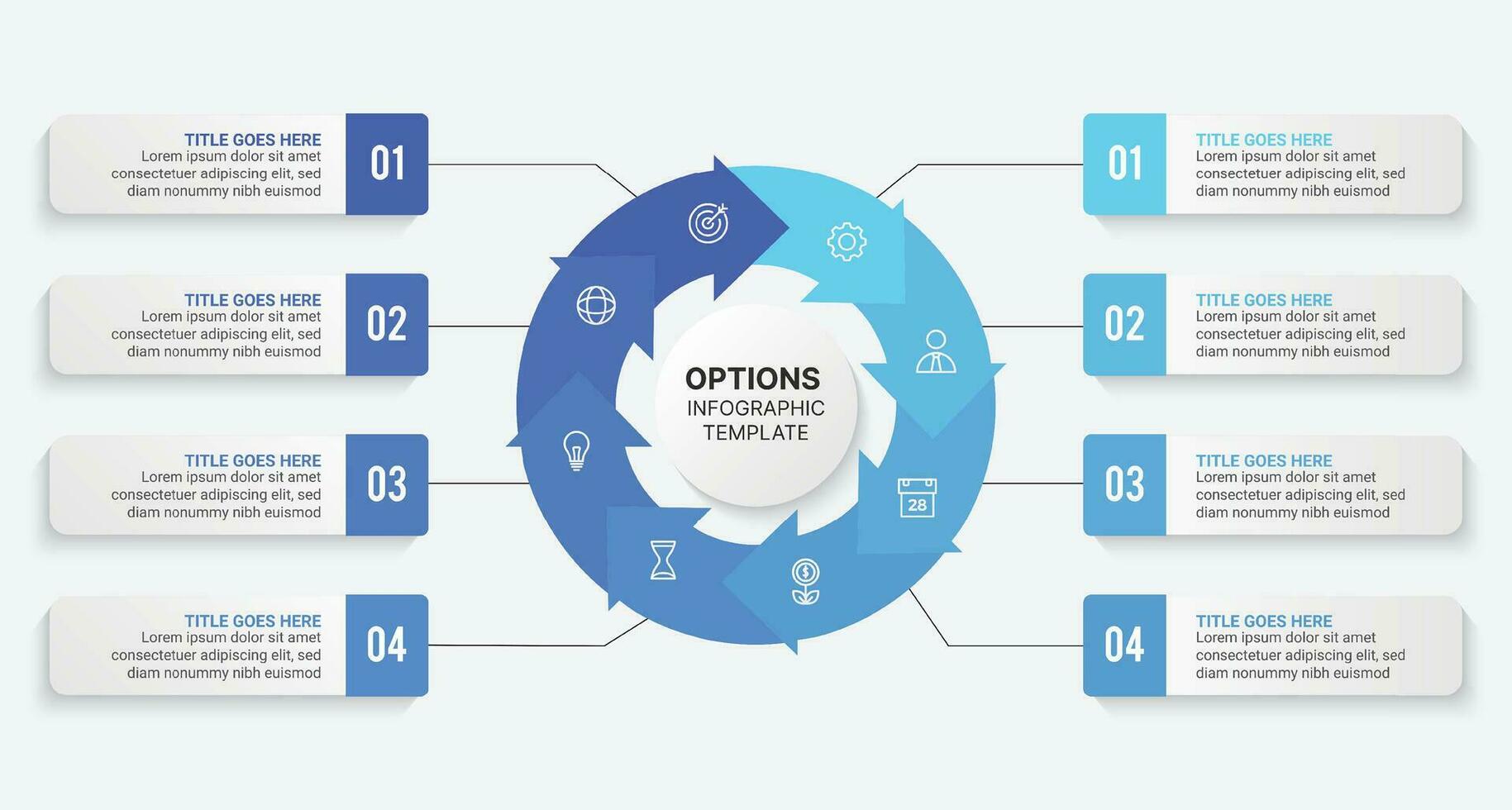 Circle Round Business Infographic Design Template with 8 Options vector
