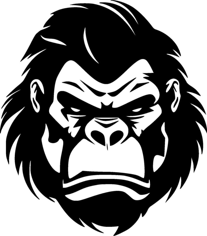 Gorilla, Black and White Vector illustration