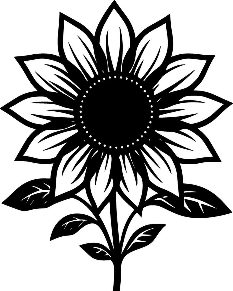 Flower, Black and White Vector illustration