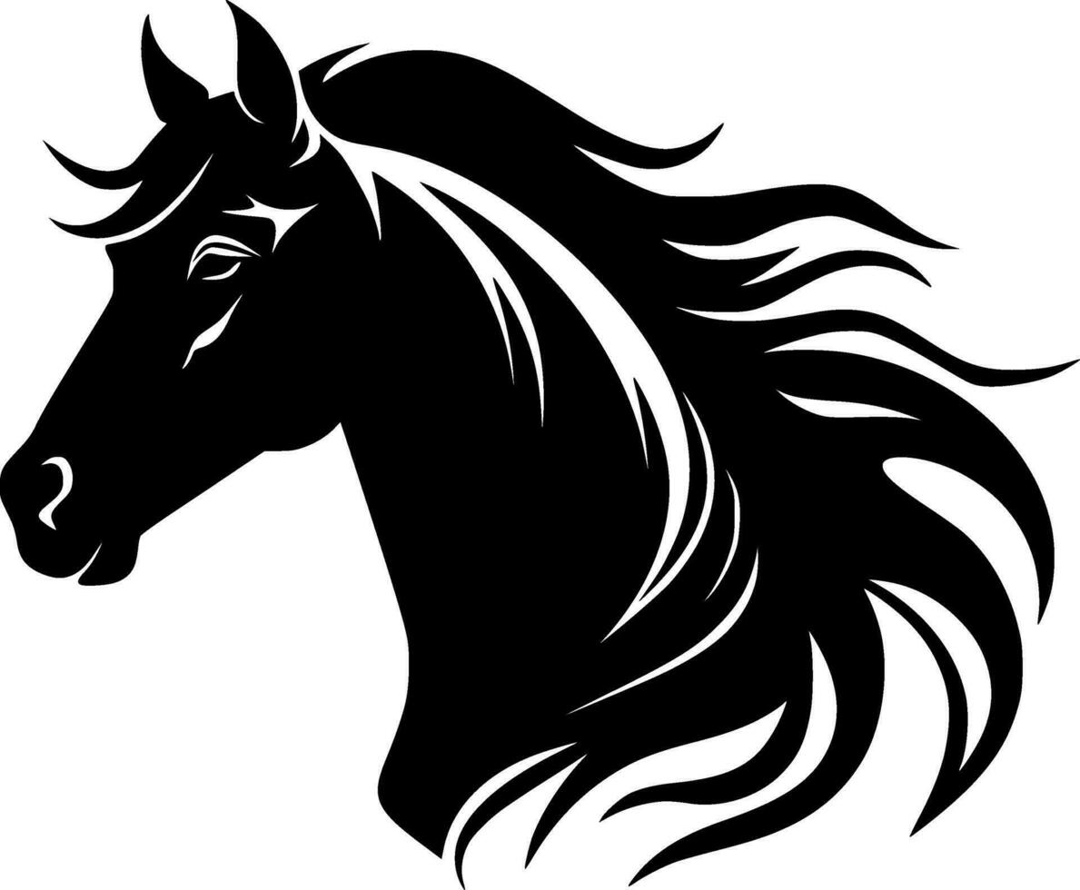 caballo - negro y blanco aislado icono - vector ilustración