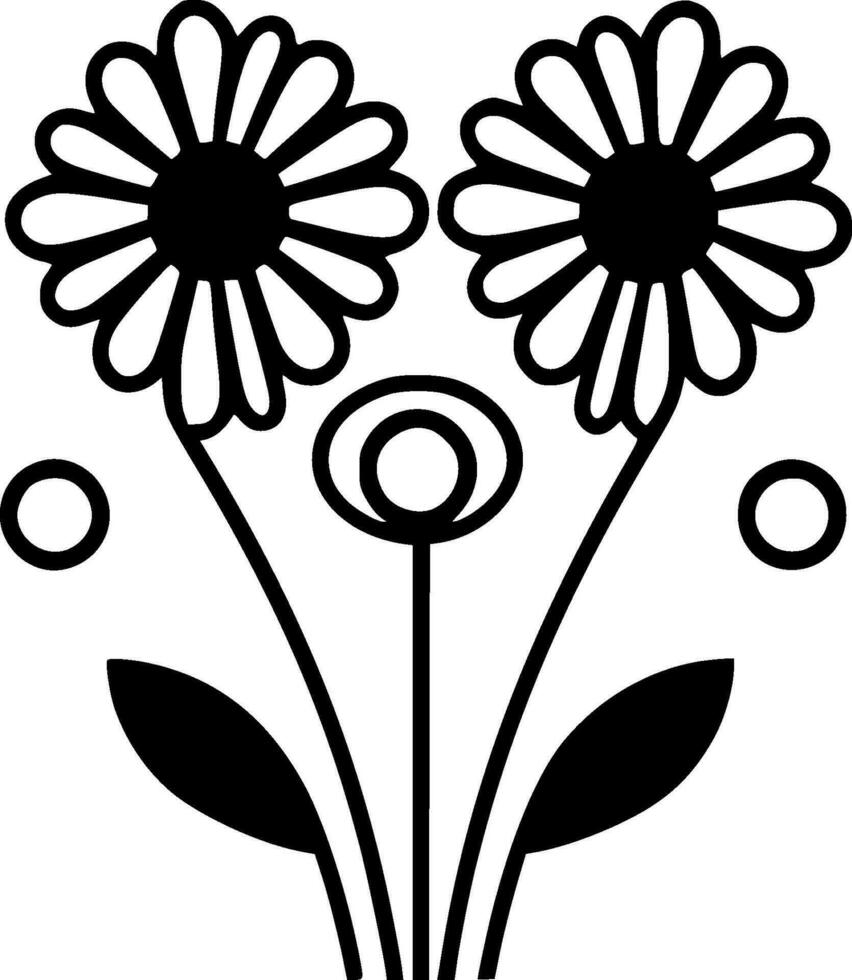 Flowers, Black and White Vector illustration