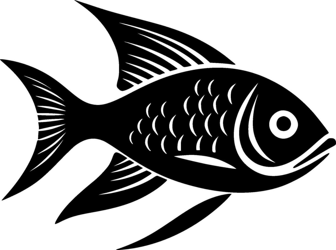 Fish - Black and White Isolated Icon - Vector illustration