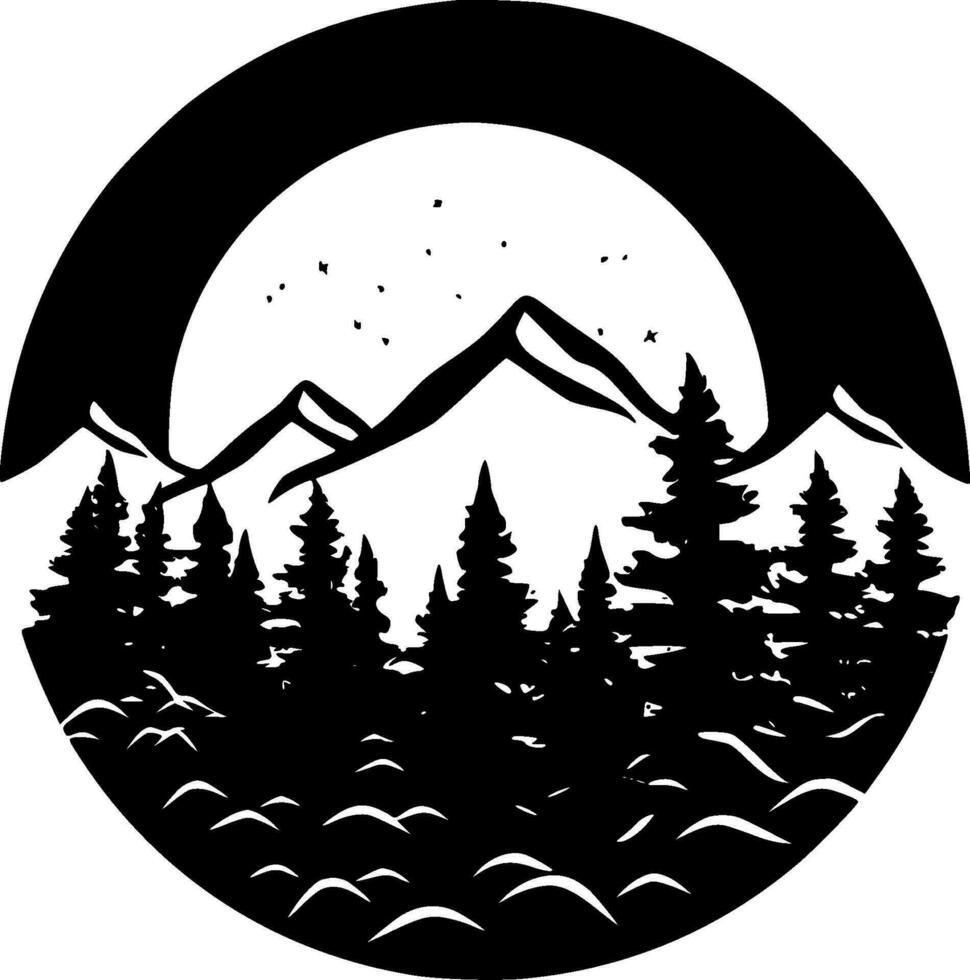 Forest, Black and White Vector illustration