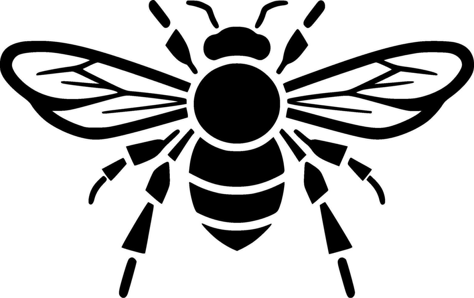 Bee, Black and White Vector illustration