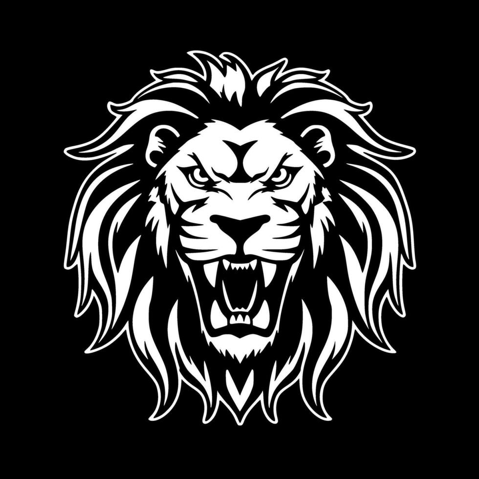 Lion, Black and White Vector illustration