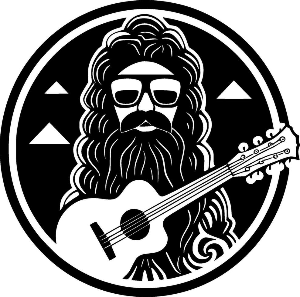 hippie - negro y blanco aislado icono - vector ilustración