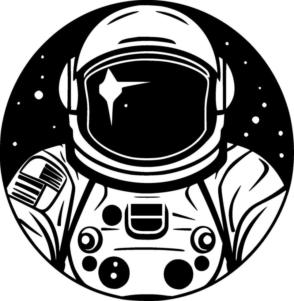 astronauta - negro y blanco aislado icono - vector ilustración