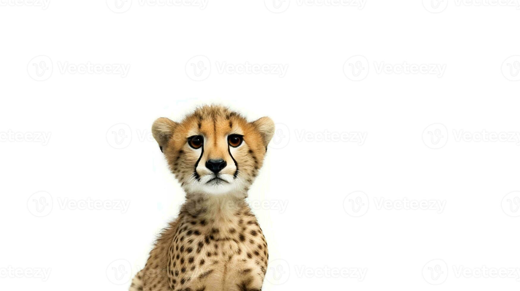 foto de un leopardo en blanco antecedentes. generativo ai