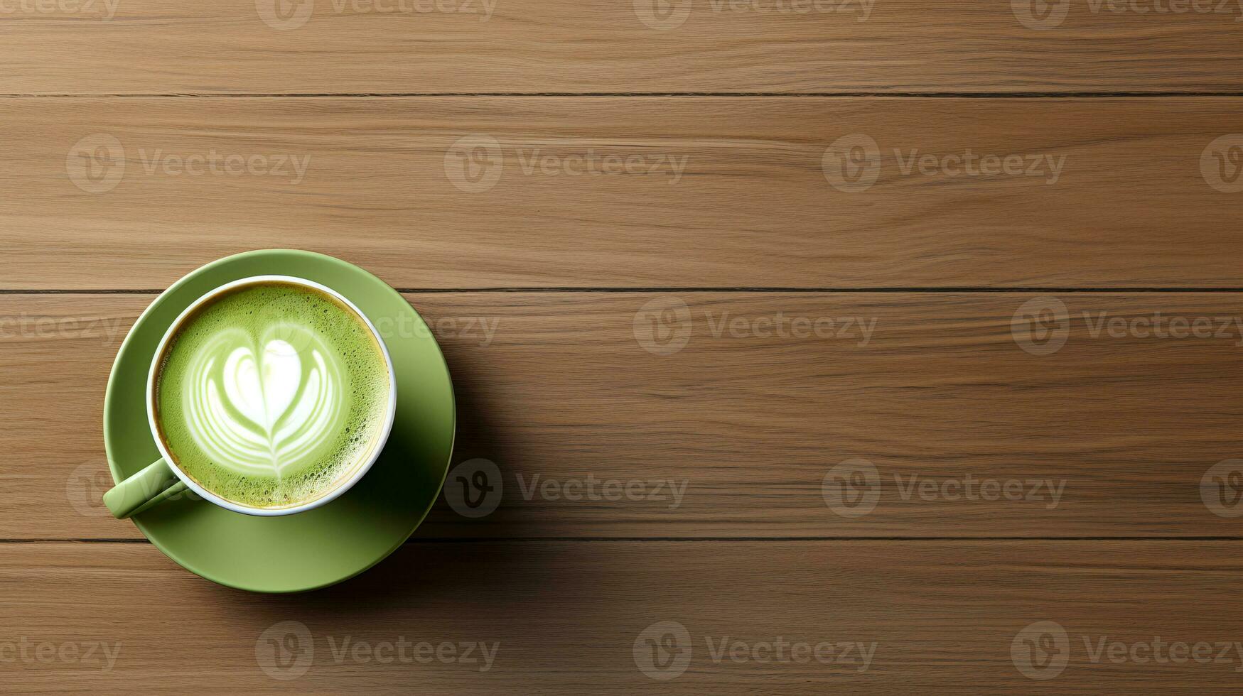 comida fotografía de matcha latté en de madera mesa. generativo ai foto