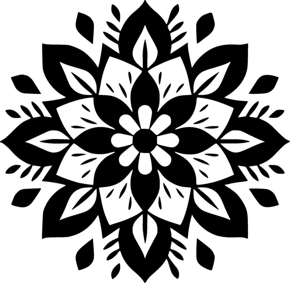 Mandala, Black and White Vector illustration