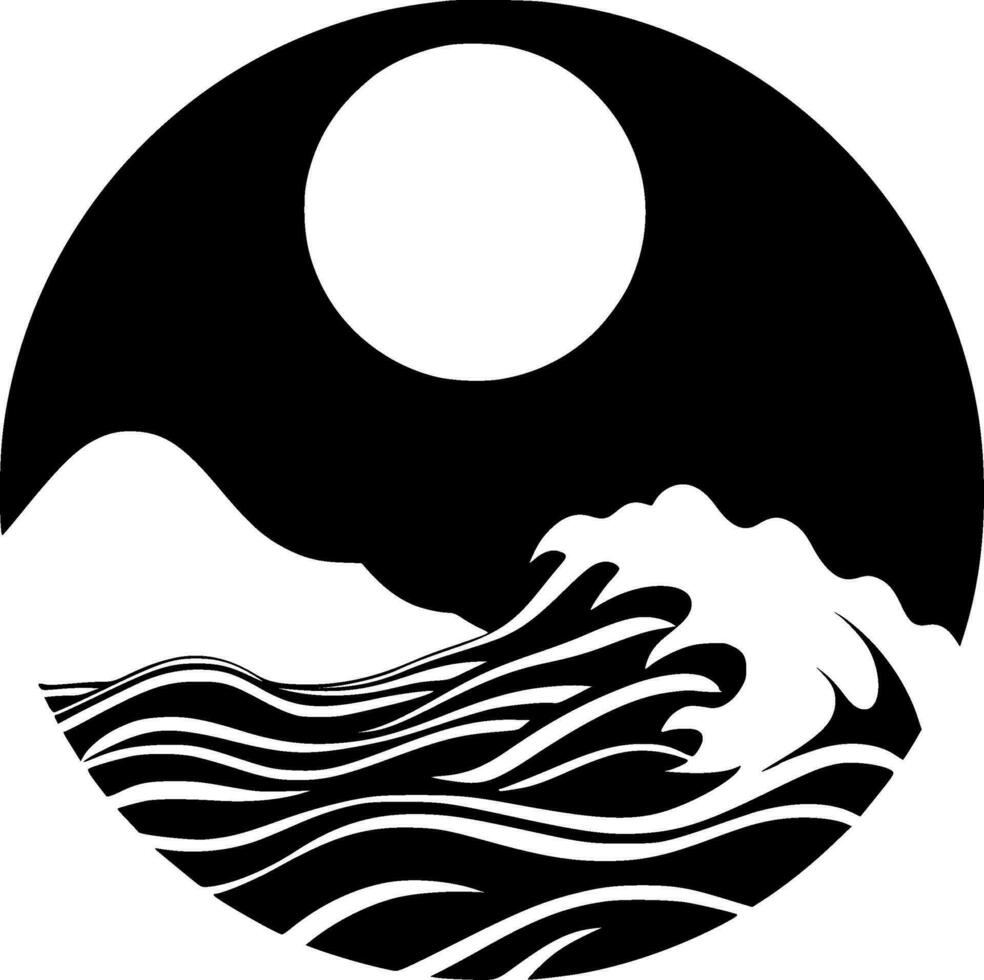 Ocean, Minimalist and Simple Silhouette - Vector illustration