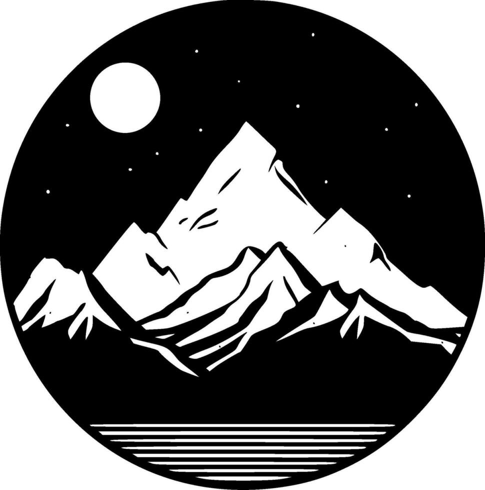 Mountains - Black and White Isolated Icon - Vector illustration