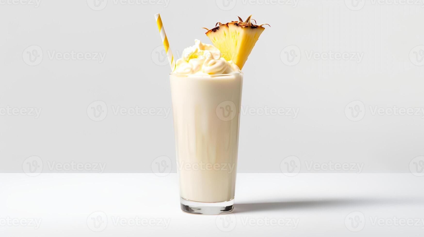 Food photography of Pina Colada with pineapple chunks isolated on white background. Generative AI photo