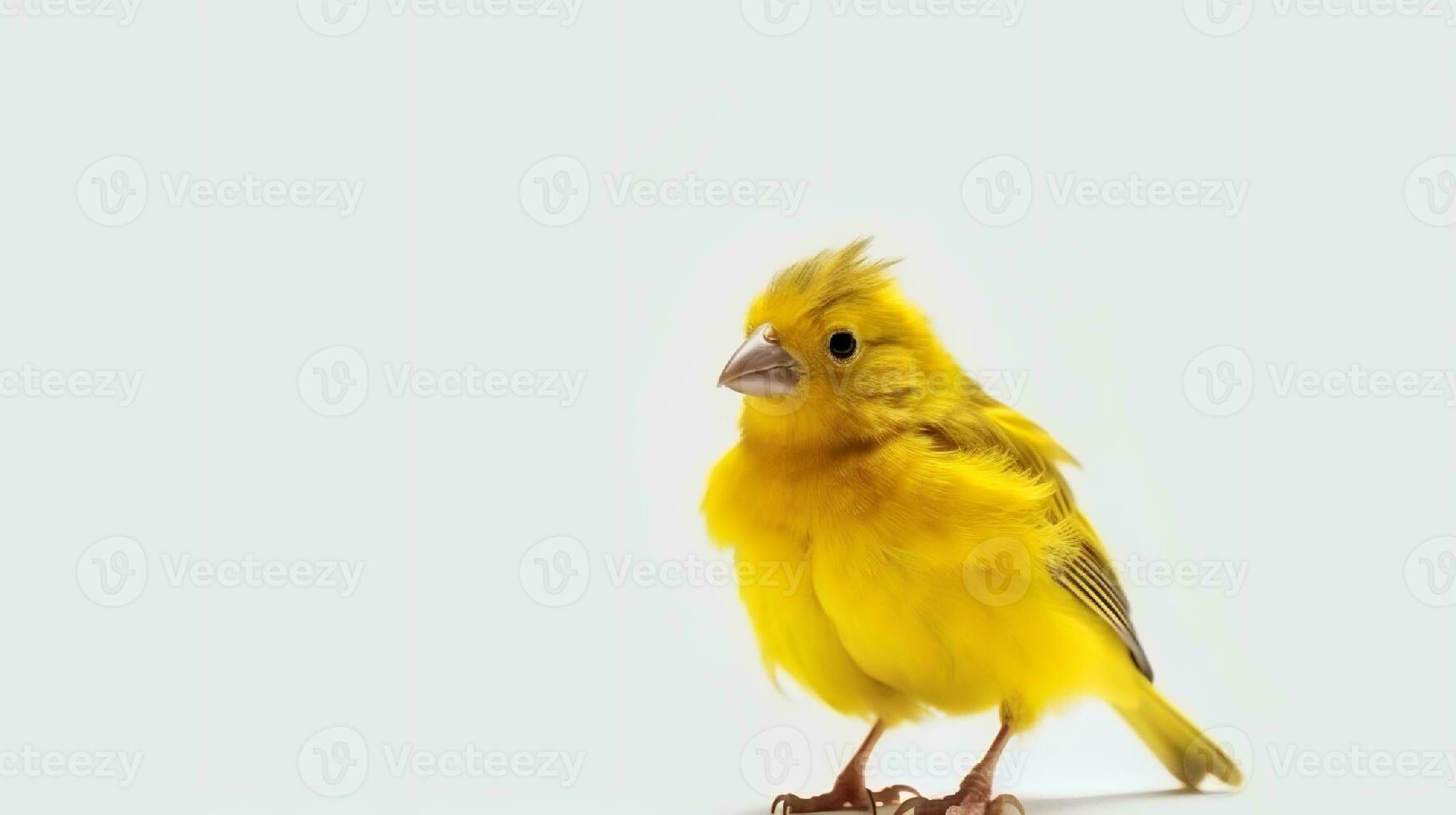 Photo of a canary bird on white background. Generative AI