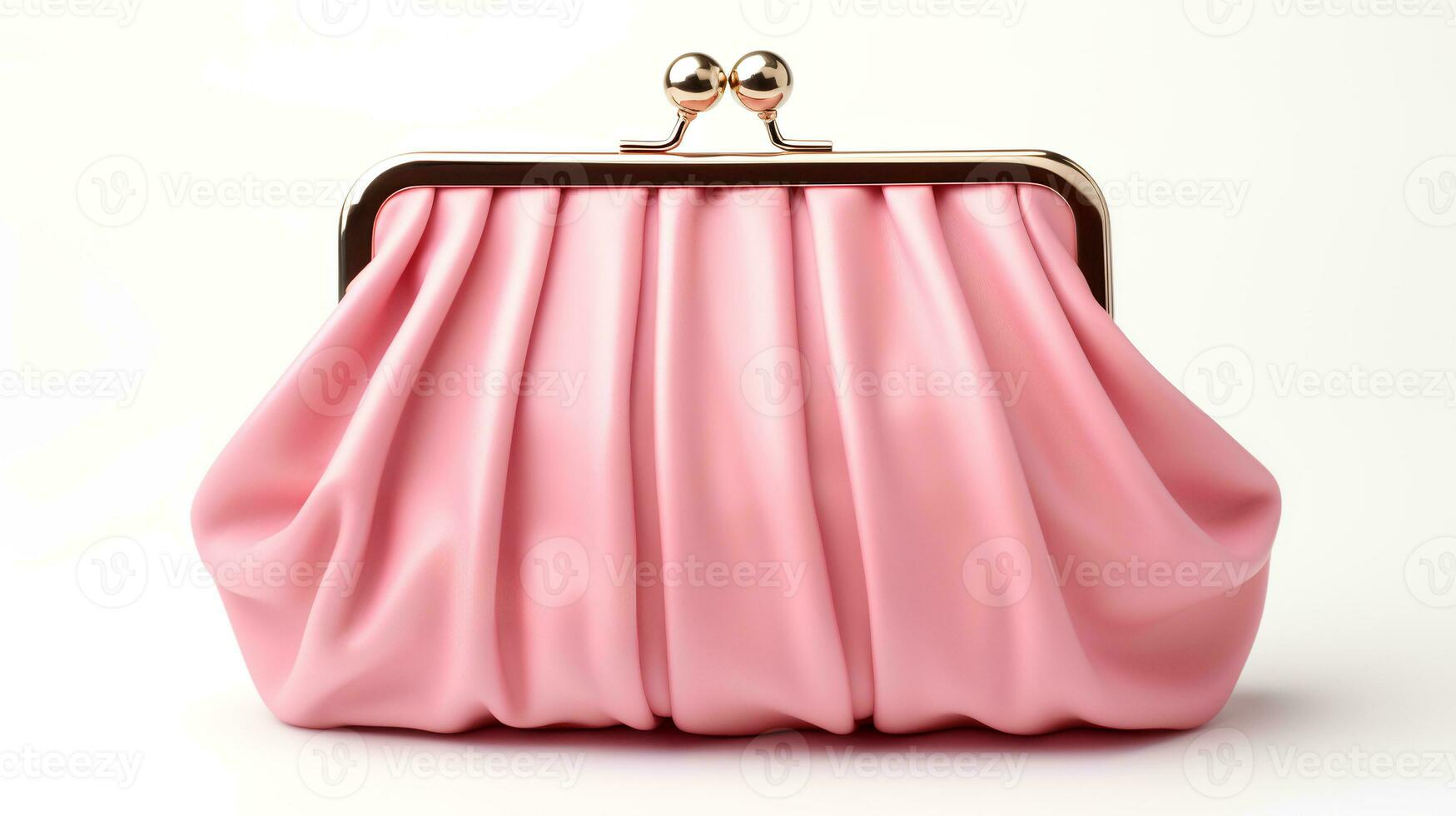 Photo of Cute pink clutch isolated on white background