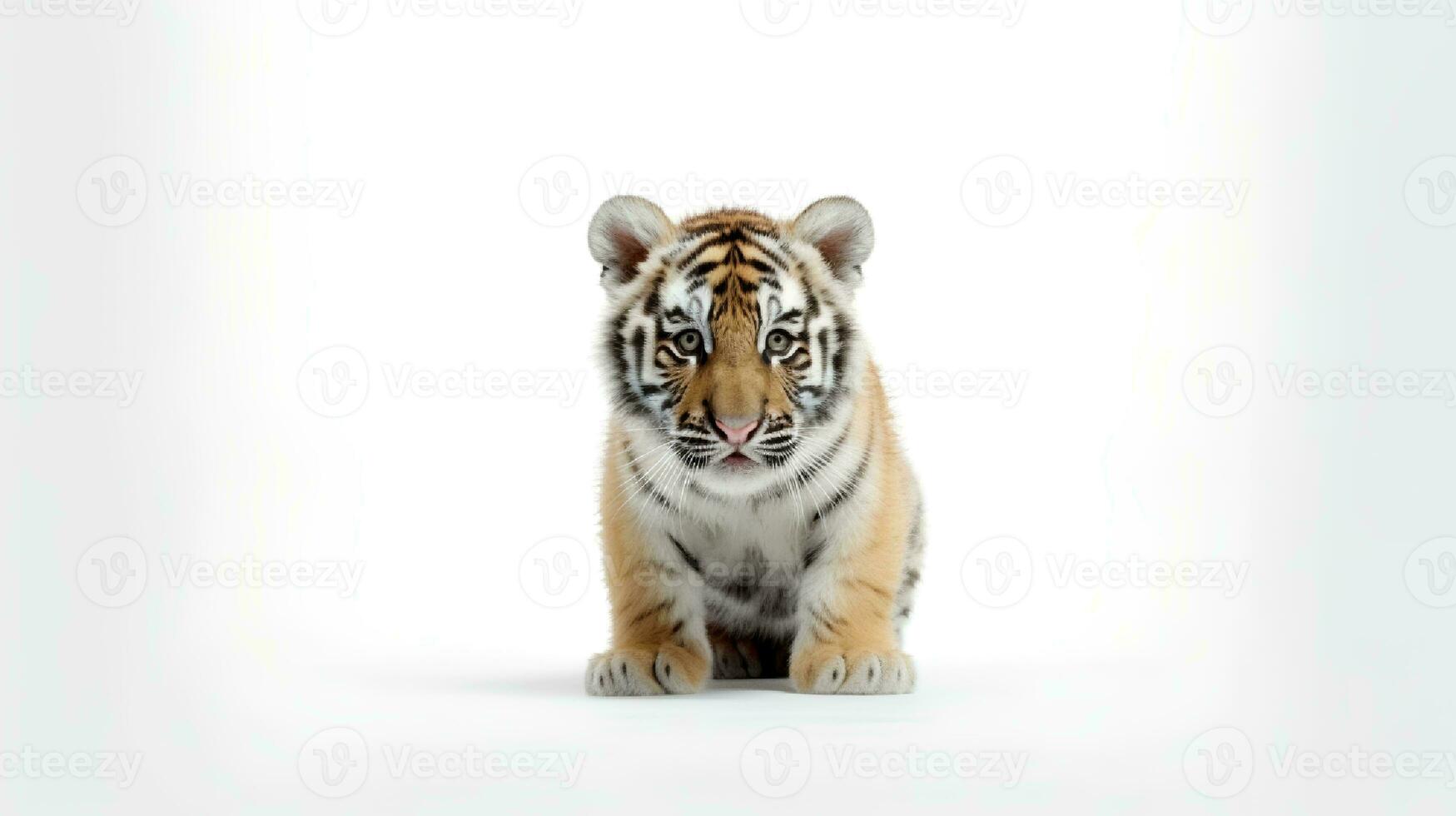 Photo of a tiger on white background. Generative AI
