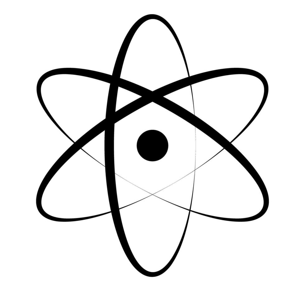 Afterimage silhouette icon of nucleus and spinning electrons. Vector. vector