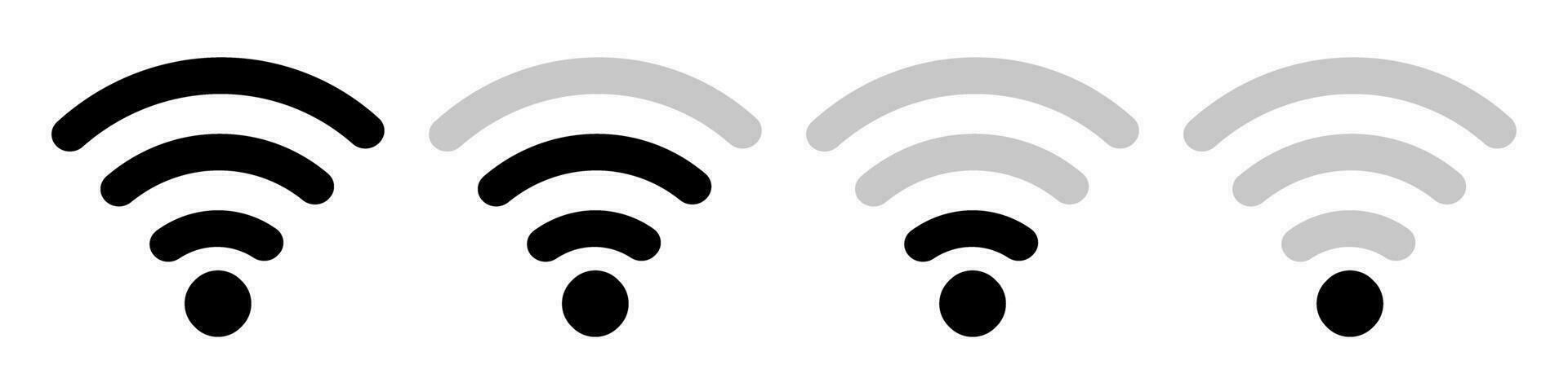 A set of Wi-Fi icons with different styles for different signal strengths. Vector. vector
