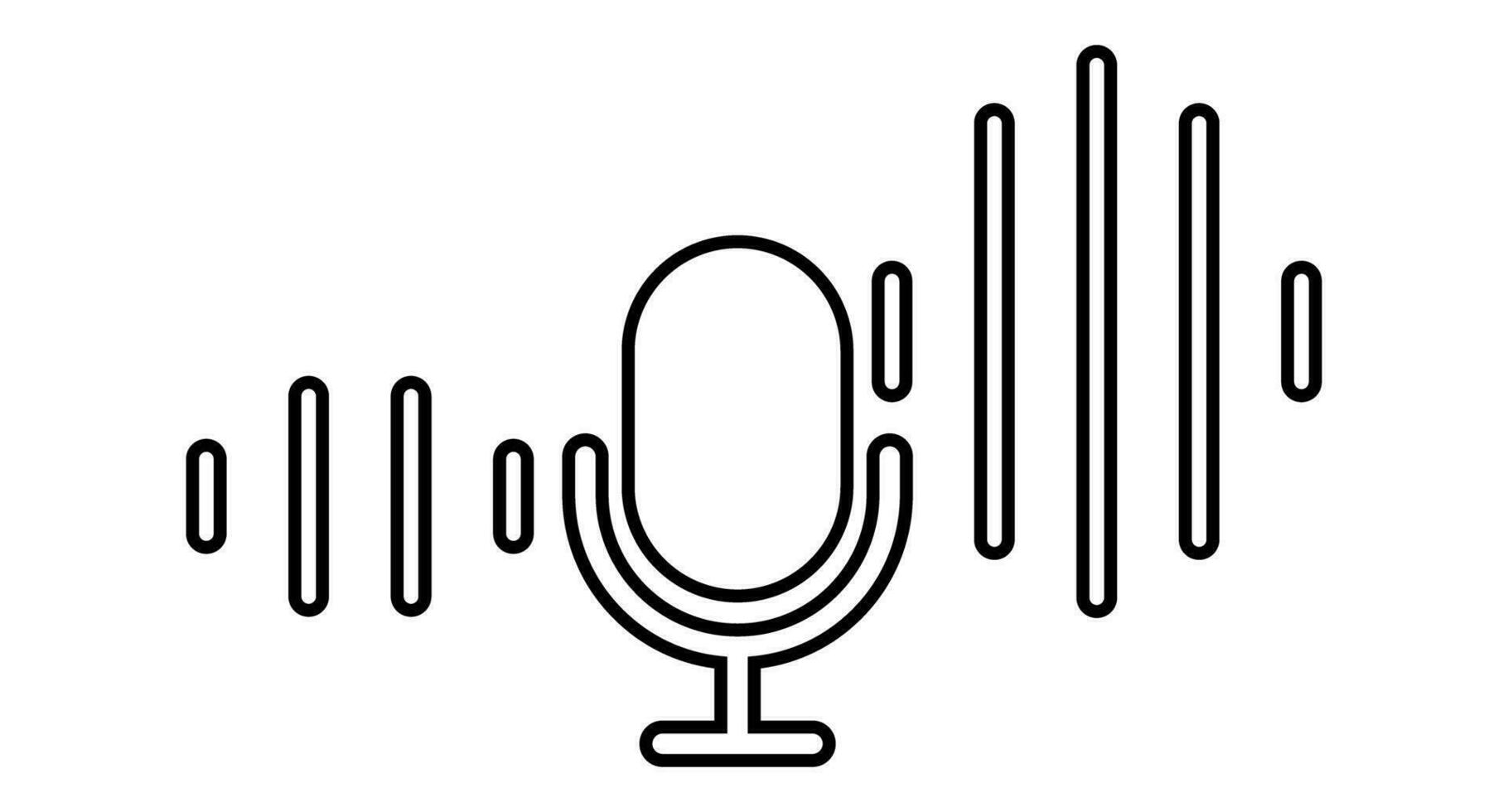 Microphone and sound wave outline symbol. Rhythm and beat of sound. Vectors. vector