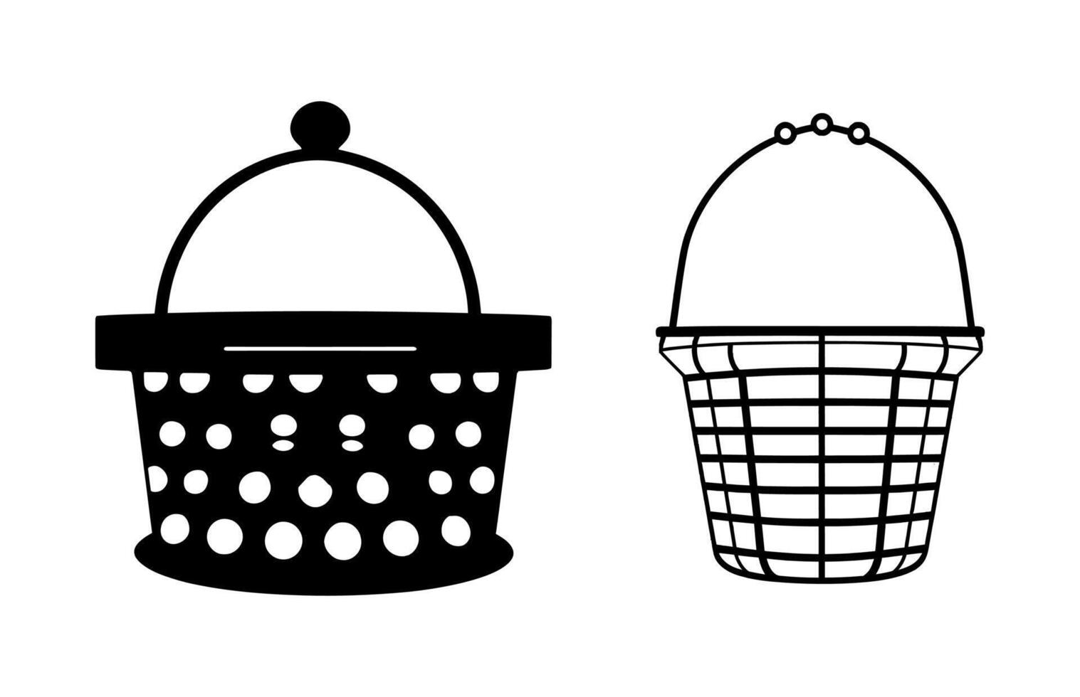 Fishing Basket Vector Silhouette, Fishing Element