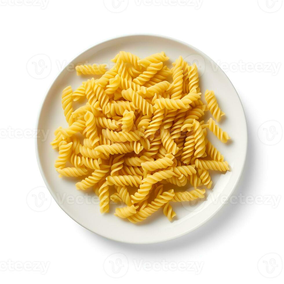 Food photography of Pasta on plate isolated on white background. Generative AI photo