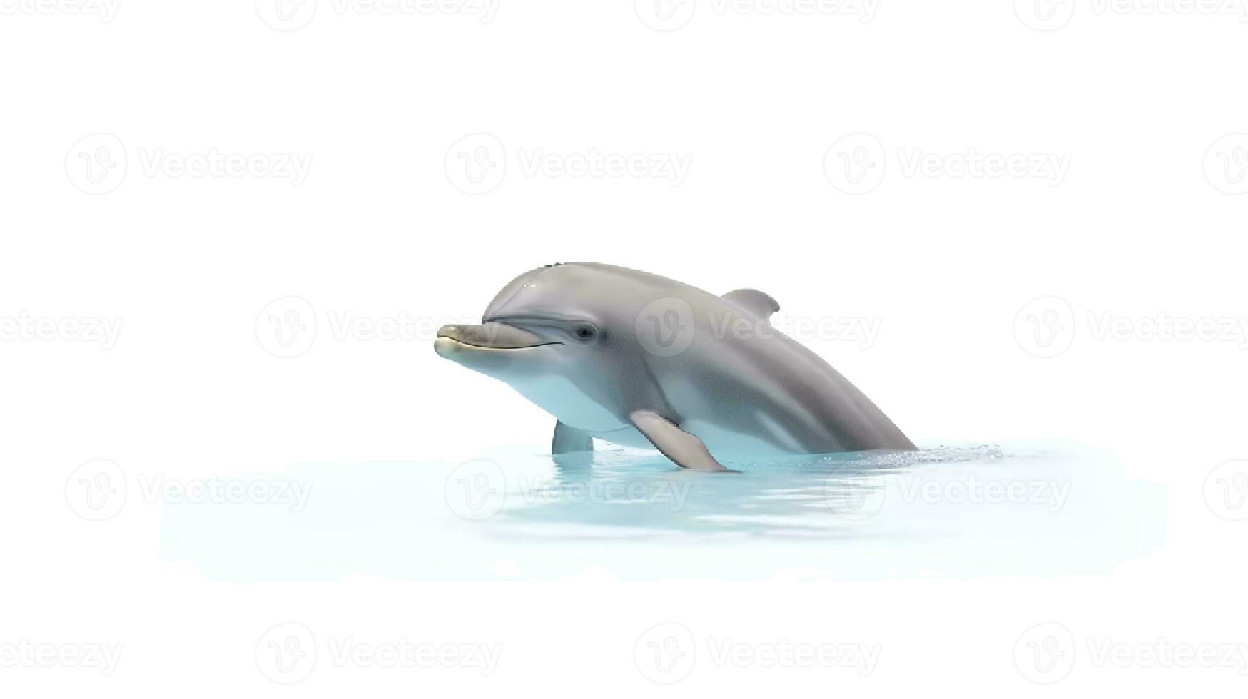 Photo of a dolphin on white background. Generative AI