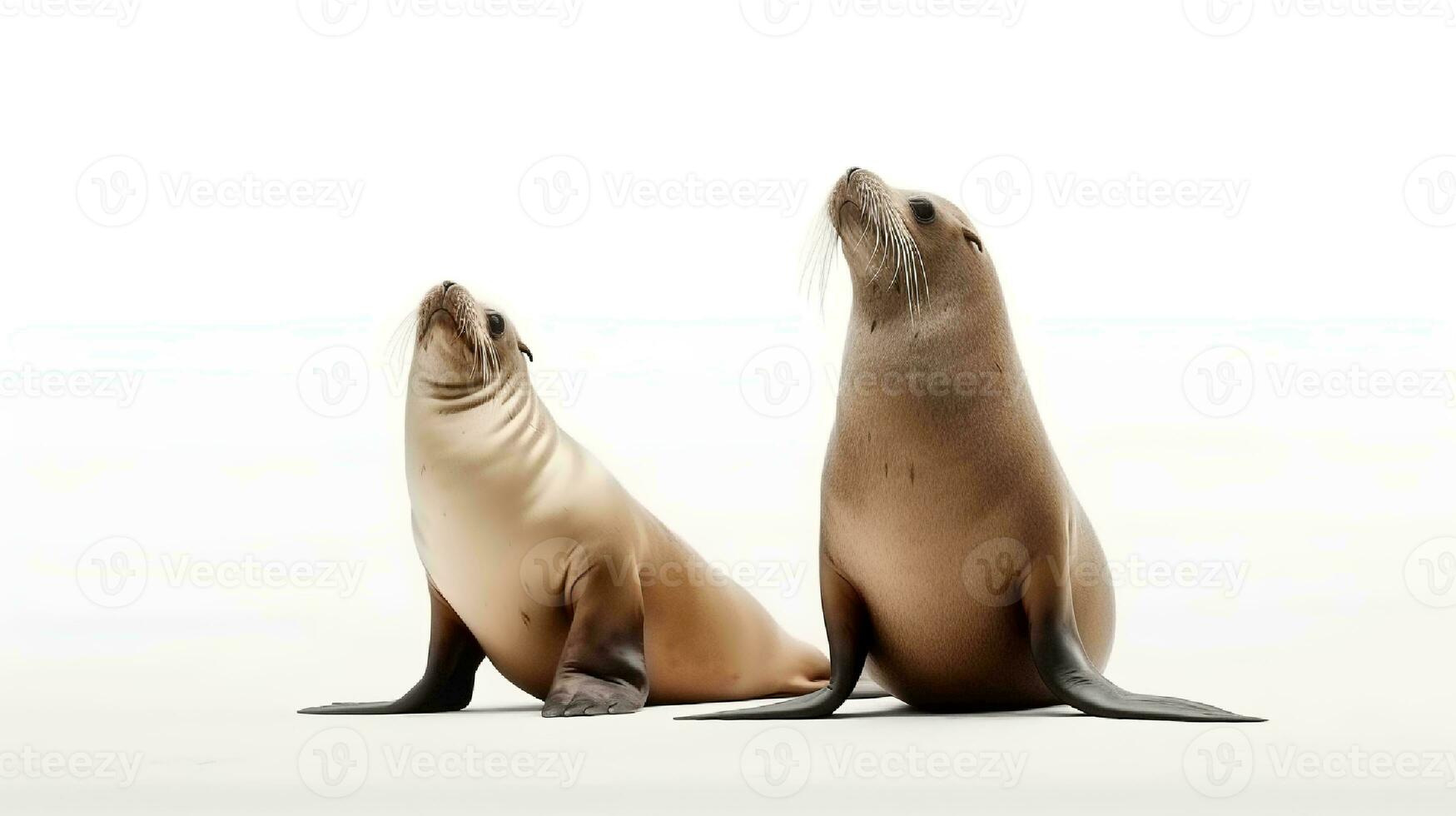 Photo of a sealions on white background. Generative AI