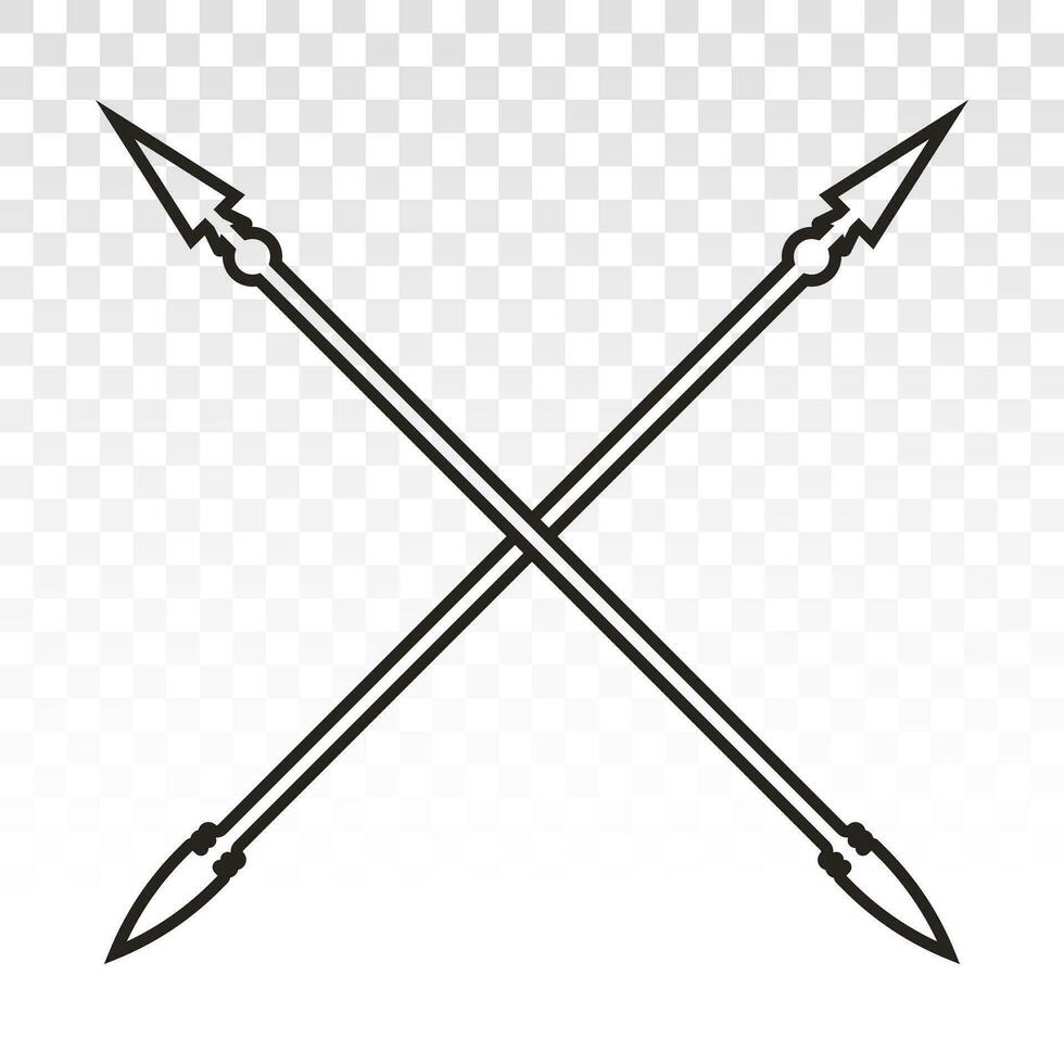 crossed for medieval spear or lance weapon line art icons vector