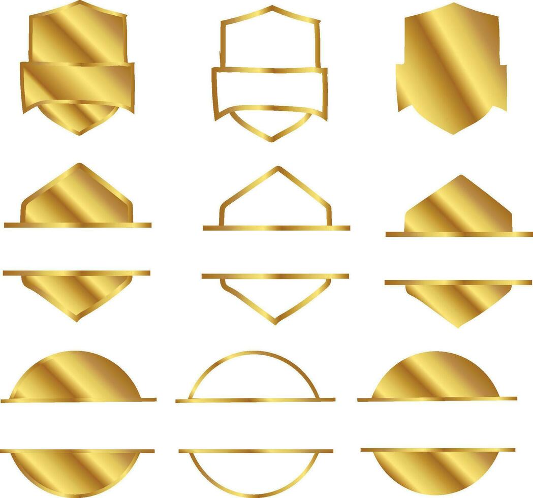 set of gold badge vector