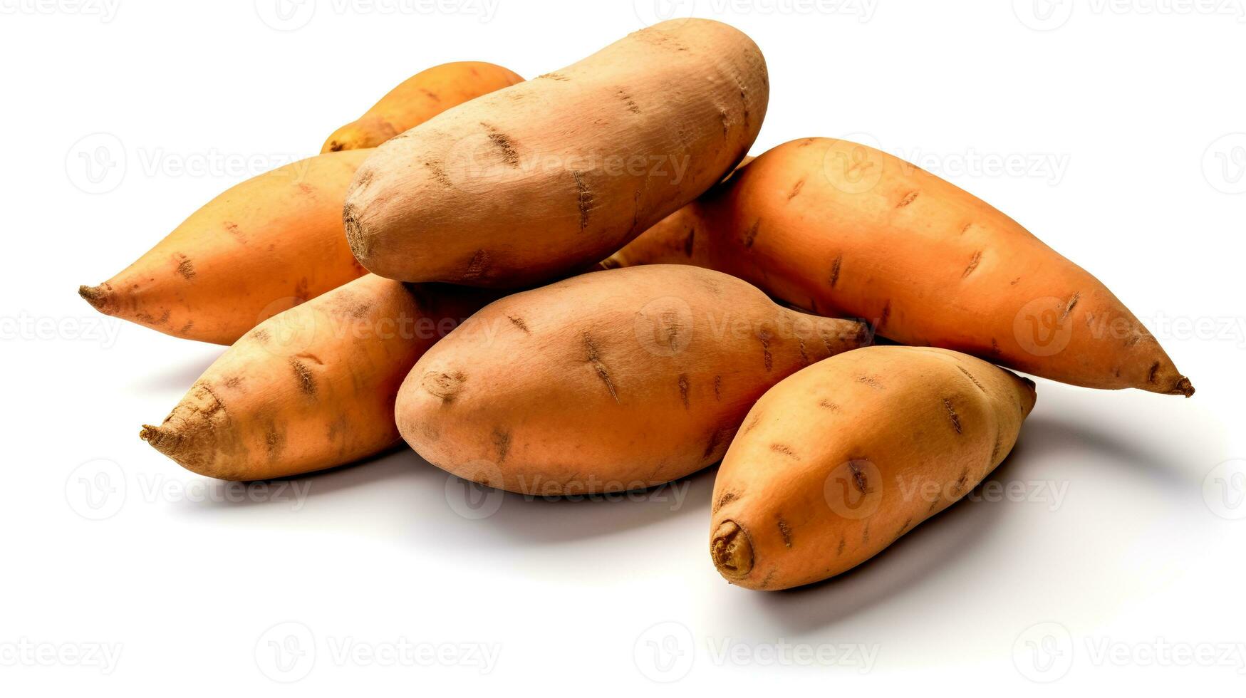 Photo of Sweet potatoes isolated on white background