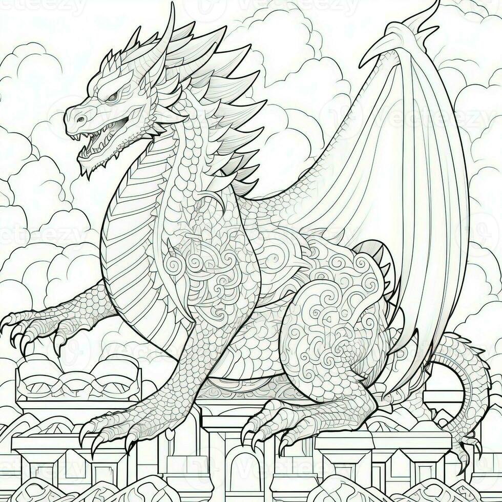 Dragon Coloring Pages For Adults photo