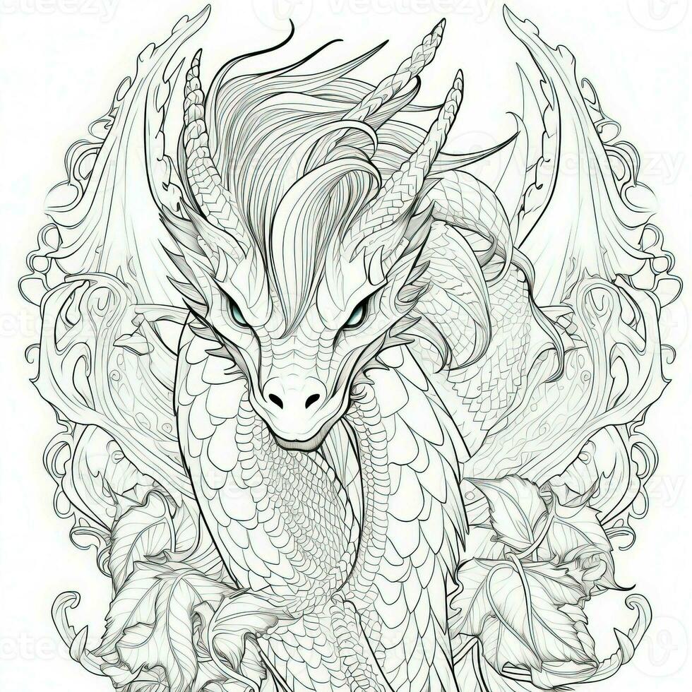 Dragon Coloring Pages For Adults photo