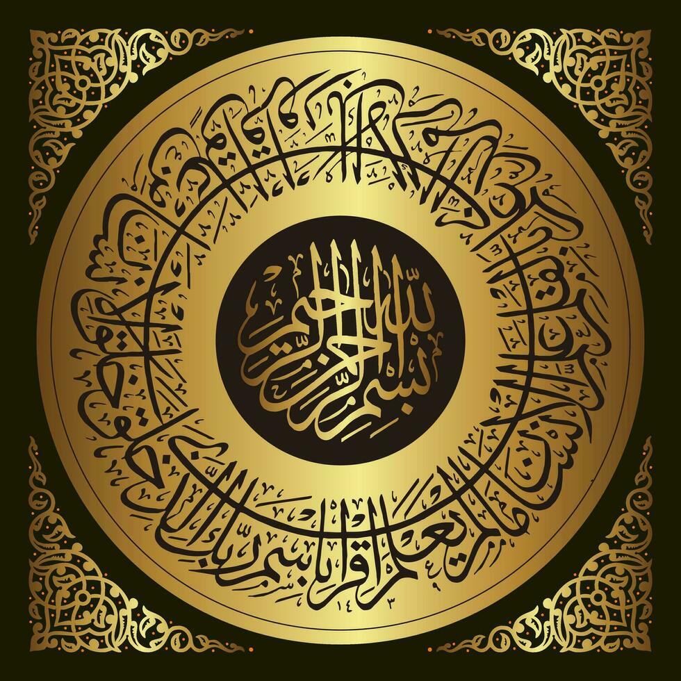 Arabic calligraphy design, From the Koran In the name of Allah, Most Gracious, Most Merciful. for banner backdrop design etc vector