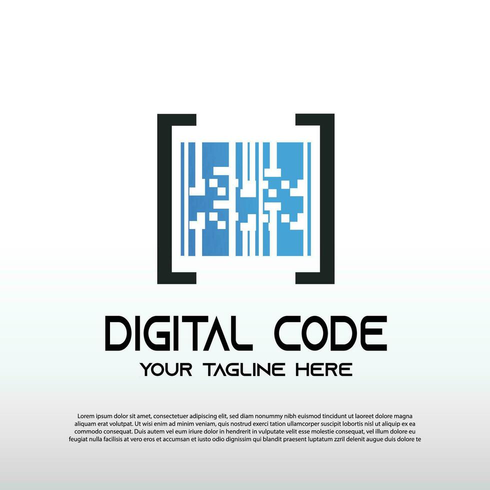 Digital code logo with pixel concept. Barcode. technology icon -vector vector