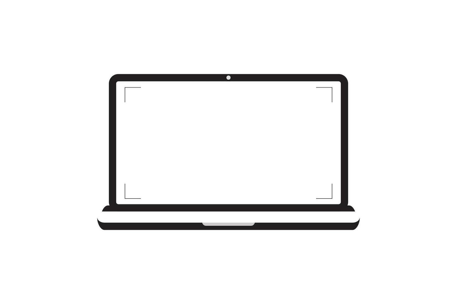 Laptop with blank screen. Notebook white screen template. Computer display on white background. vector