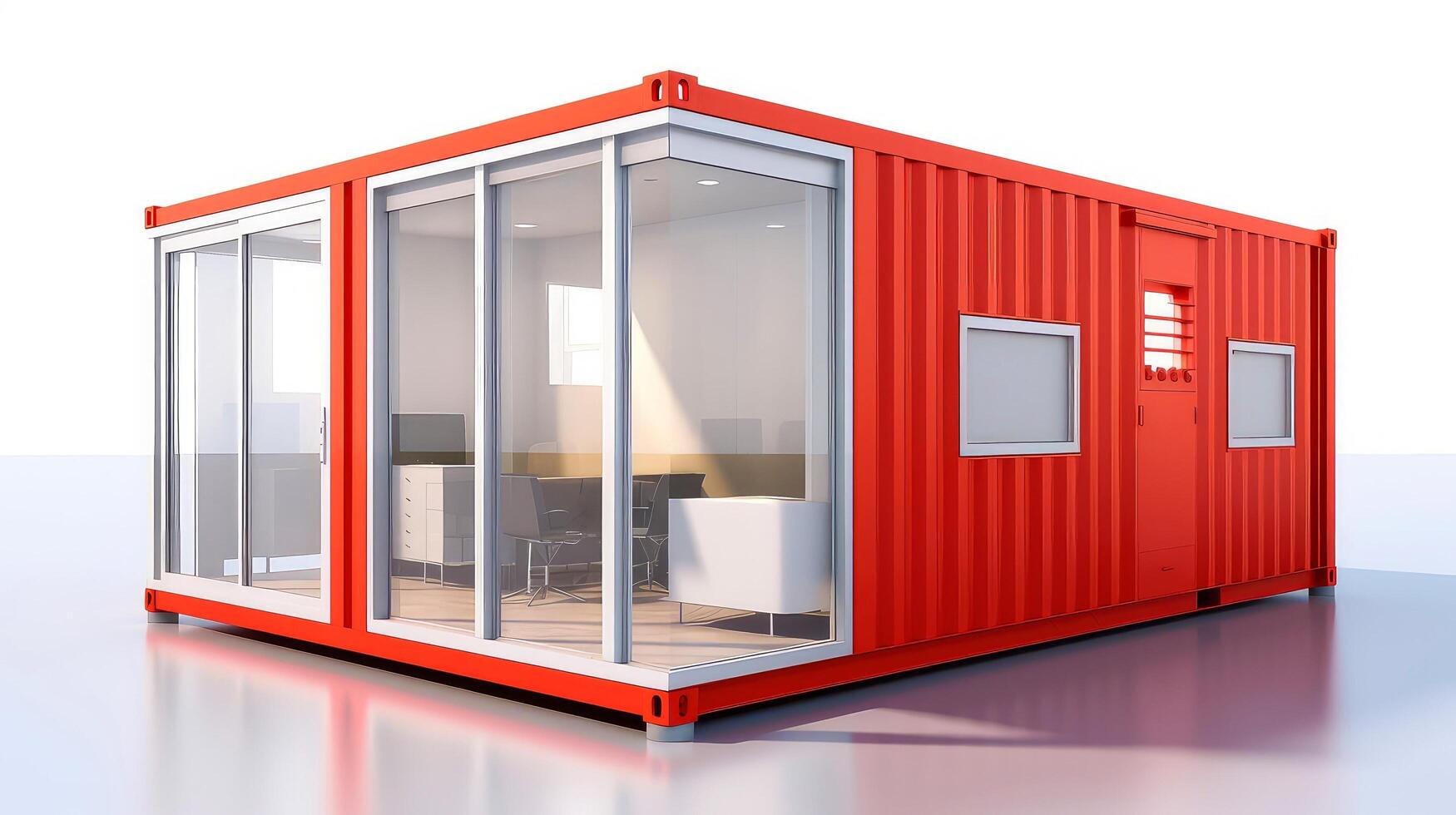 Mobile office buildings or container site office for construction site. Shipping container. Portable house and office cabins, illustration photo