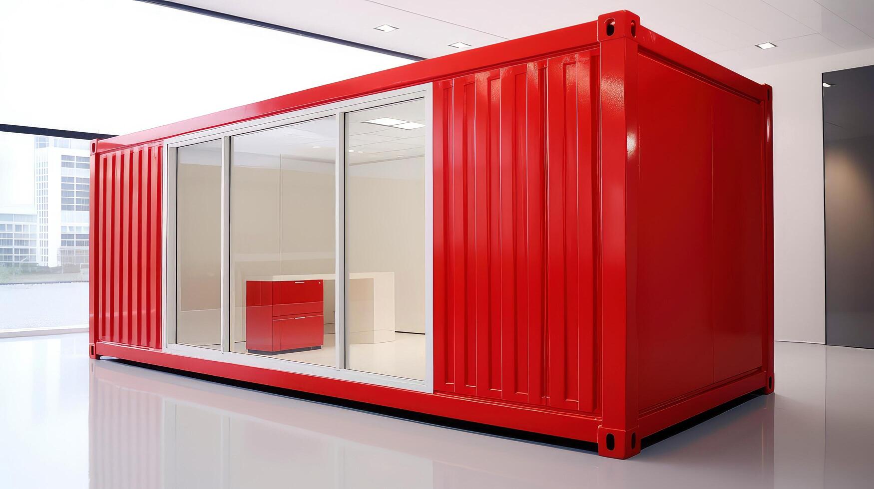 Mobile office buildings or container site office for construction site. Shipping container. Portable house and office cabins, illustration photo