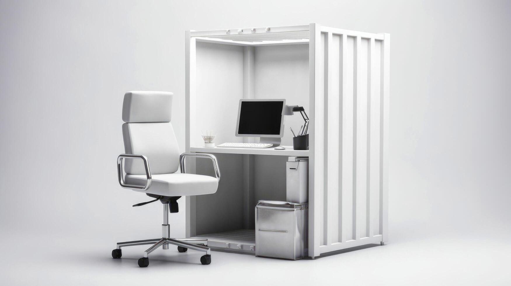 Mobile office buildings or container site office for construction site. Shipping container. Portable house and office cabins, illustration photo